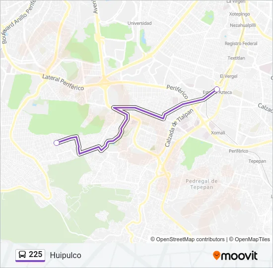225 Bus Line Map