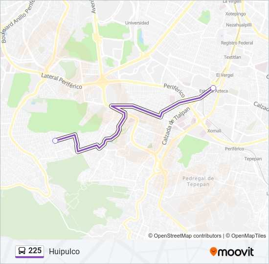 225 bus Line Map