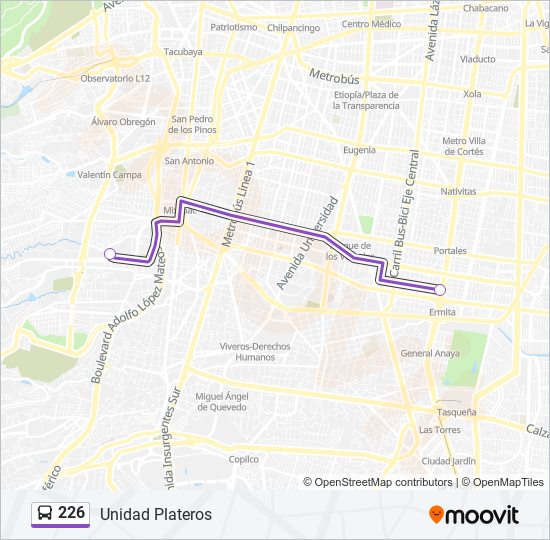 Mapa de 226 de autobús