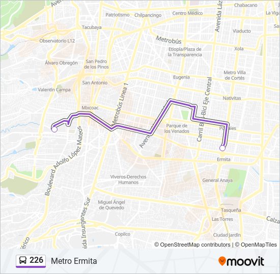 Mapa de 226 de autobús