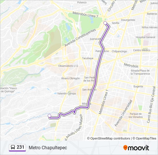 Mapa de 231 de autobús