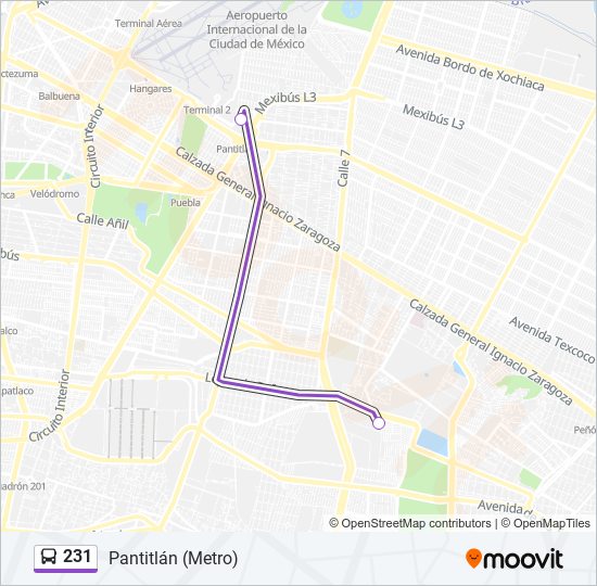 Mapa de 231 de autobús