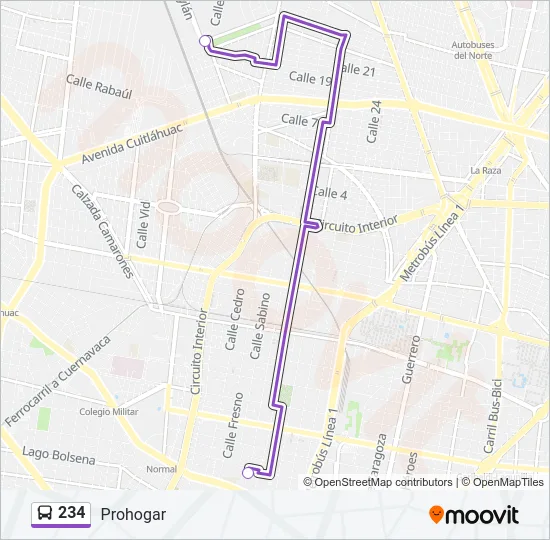234 Bus Line Map