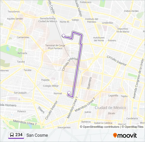 234 Bus Line Map