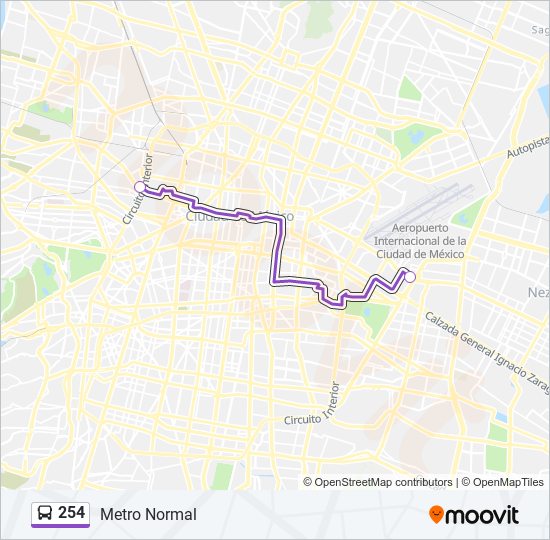 Mapa de 254 de autobús