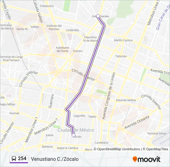 254 Bus Line Map