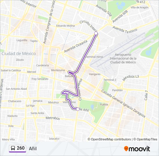 Mapa de 260 de autobús