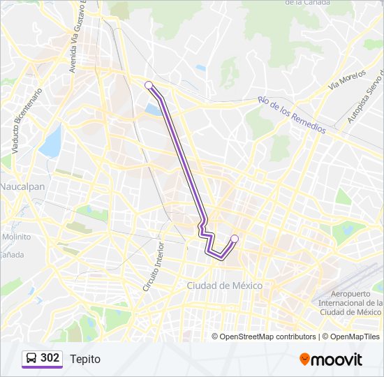 Mapa de 302 de autobús