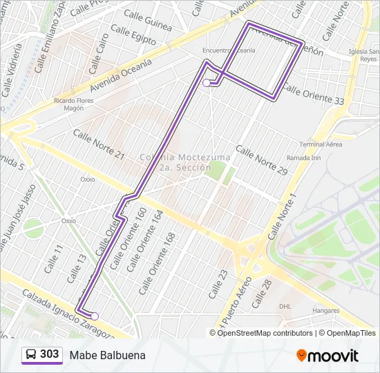 303 Bus Line Map