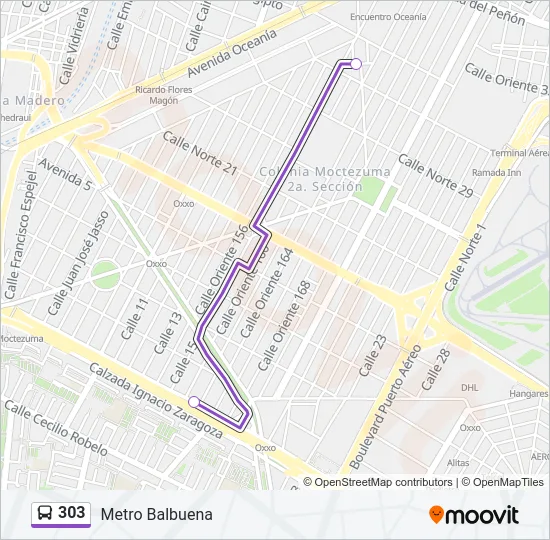 303 Bus Line Map