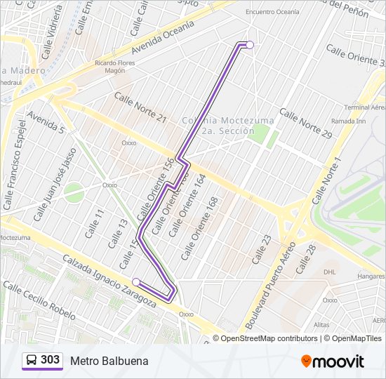 303 Route: Schedules, Stops & Maps - Metro Balbuena (Updated)