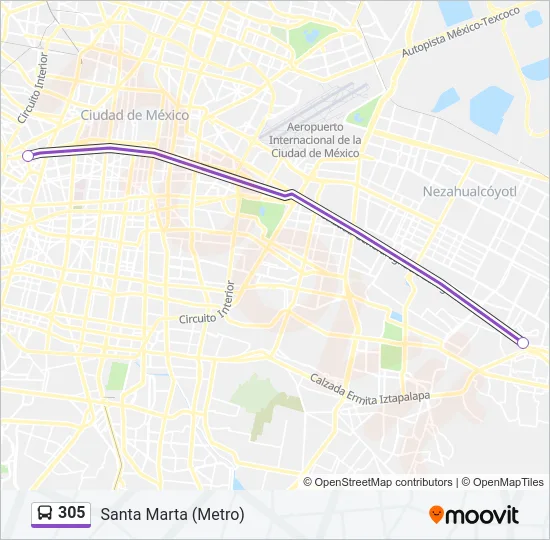 305 Bus Line Map