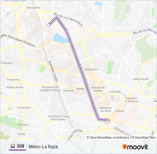 308 Bus Line Map
