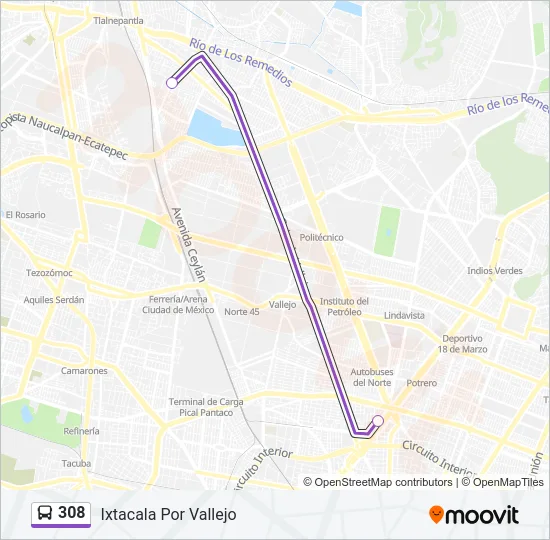 308 Bus Line Map