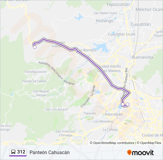 Mapa de 312 de autobús