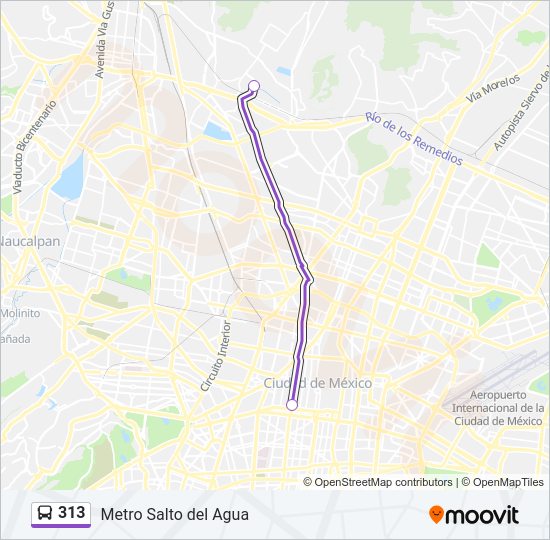 Mapa de 313 de autobús
