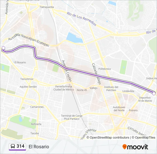 314 Bus Line Map