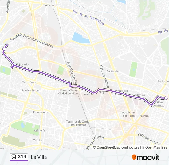 314 Bus Line Map