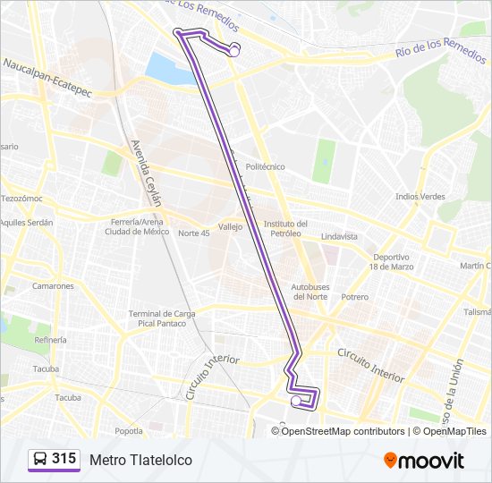 315 Route: Schedules, STops & Maps - Metro Tlatelolco (Updated)