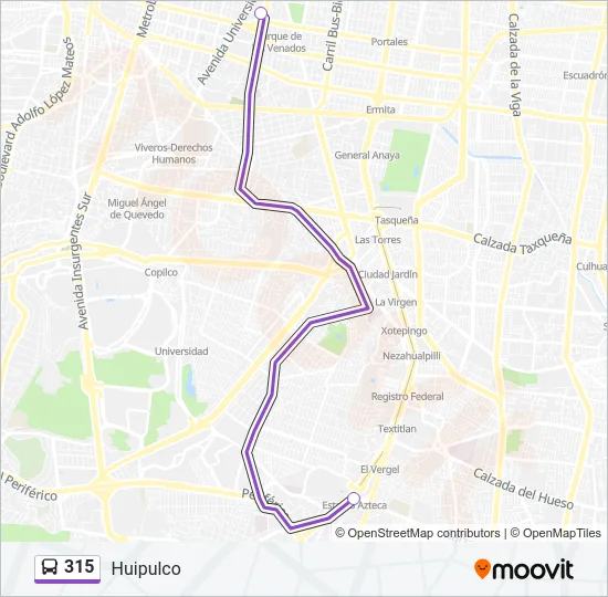 315 Bus Line Map