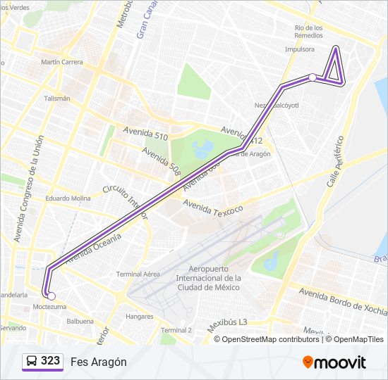 Mapa de 323 de autobús