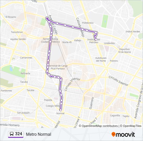 Mapa de 324 de autobús