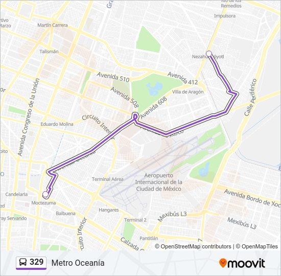 Mapa de 329 de autobús