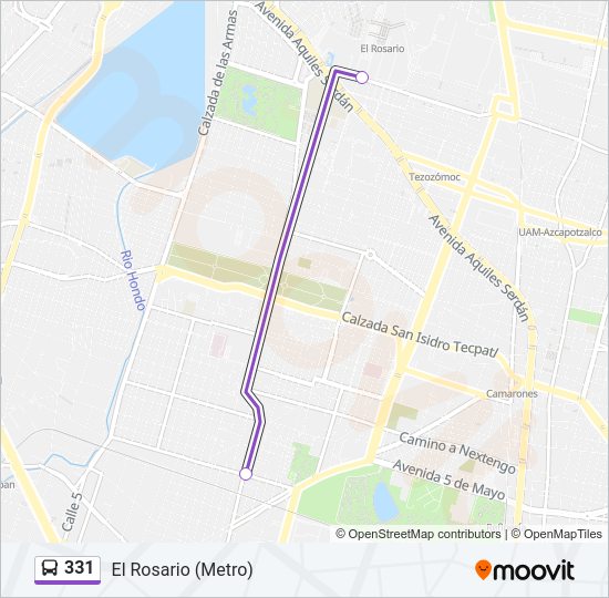 Mapa de 331 de autobús
