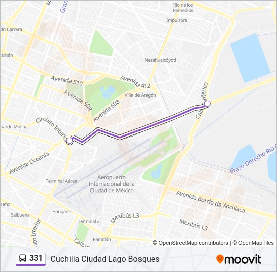 Mapa de 331 de autobús