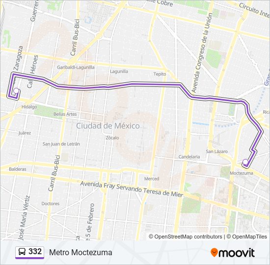 332 bus Line Map