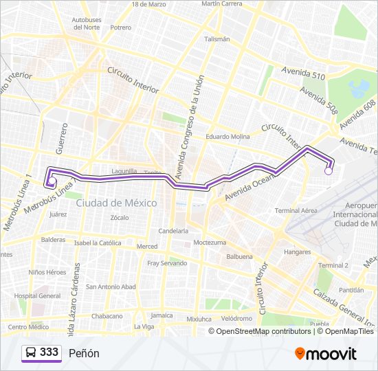 Mapa de 333 de autobús