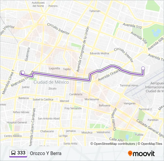 333 Bus Line Map