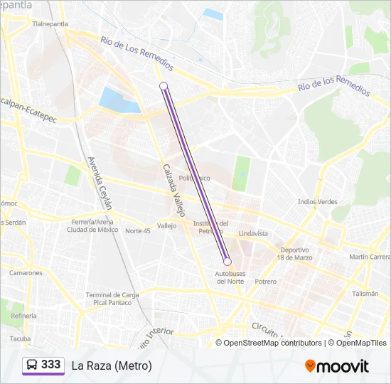 333 Bus Line Map