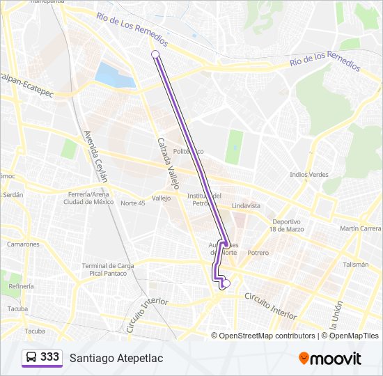 Mapa de 333 de autobús