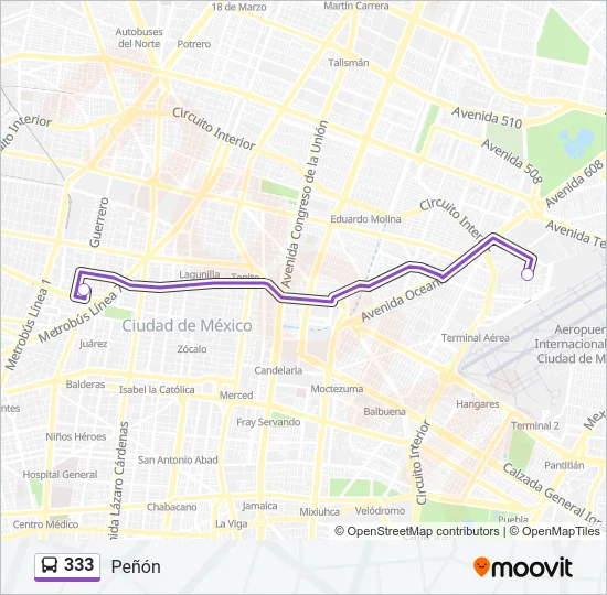 333 Bus Line Map