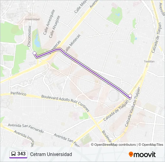 343 Bus Line Map