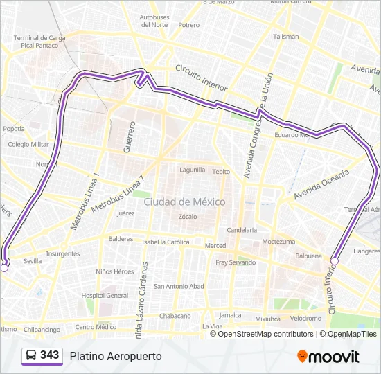 343 Bus Line Map