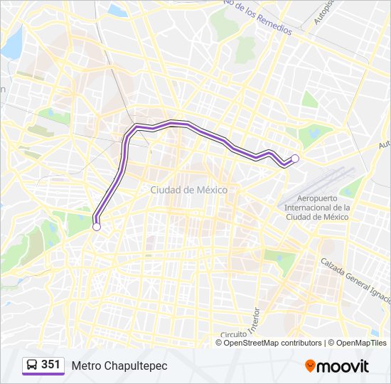 Mapa de 351 de autobús