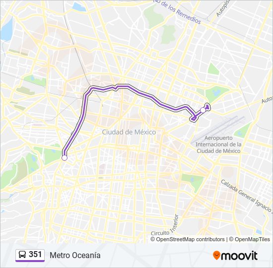 Mapa de 351 de autobús