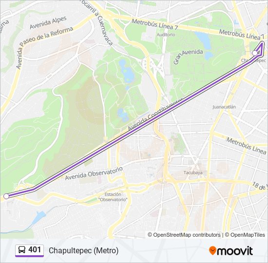 Ruta 401: horarios, paradas y mapas - Chapultepec (Metro) (Actualizado)