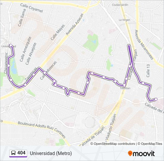 Mapa de 404 de autobús