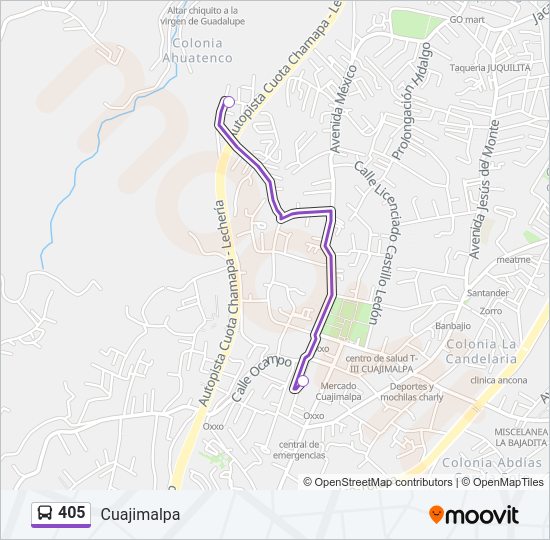 Mapa de 405 de autobús