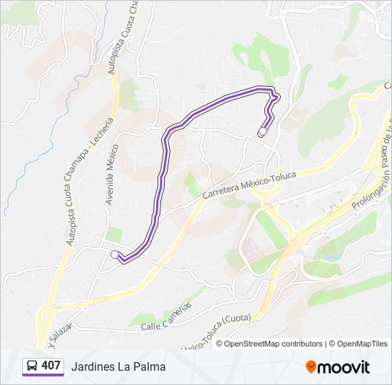 Mapa de 407 de autobús