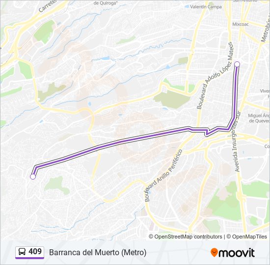 Mapa de 409 de autobús