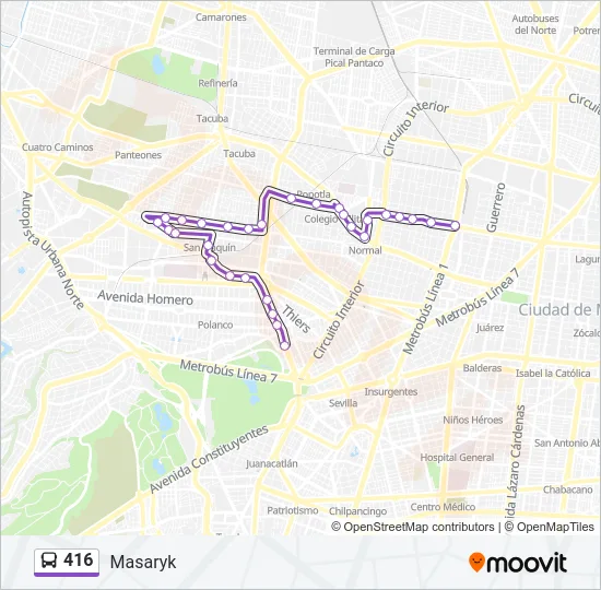 416 Bus Line Map