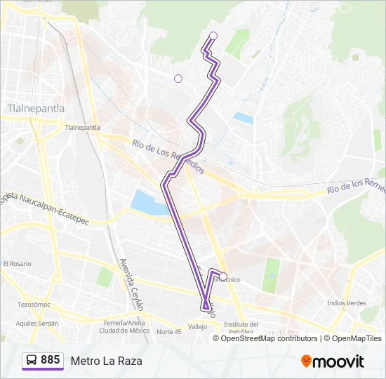 885 Bus Line Map