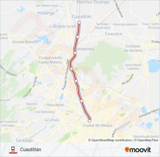 BUENAVISTA - CUAUTITLÁN Train Line Map