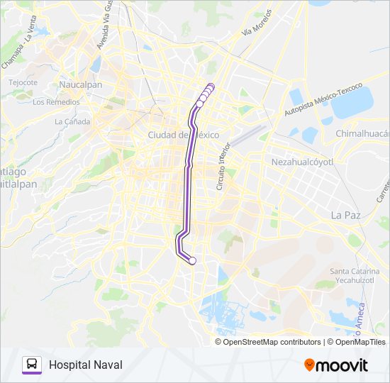 Mapa de HOSPITAL NAVAL - METRO MARTÍN CARRERA de autobús