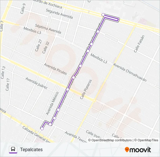 TEPALCATES - PLAZA JARDIN Bus Line Map