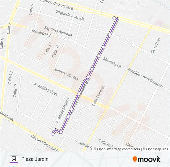 TEPALCATES - PLAZA JARDIN Bus Line Map